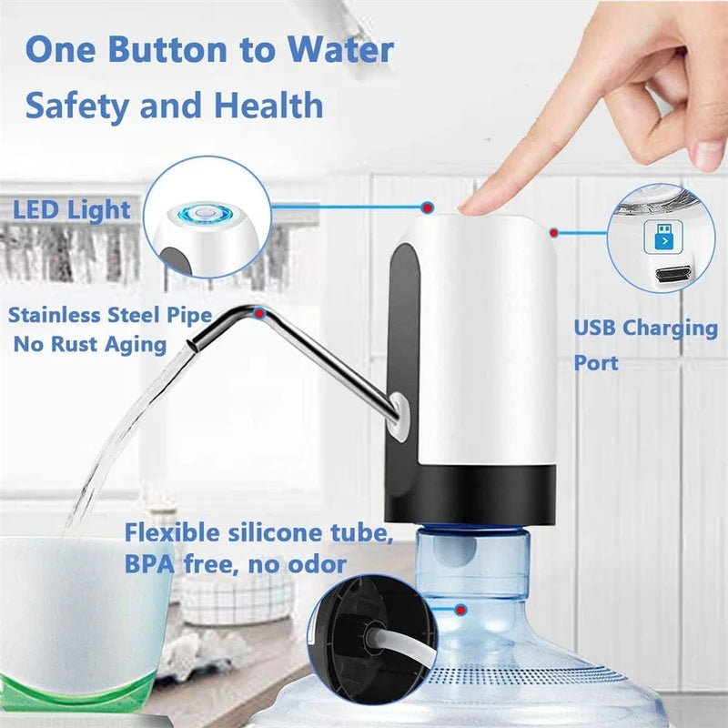 Electric Portable Water Dispenser Pump – USB Rechargeable Bottle Water Pump