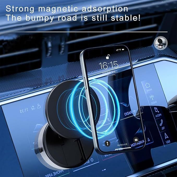 Magnetic Suction Car Phone Mount – 360° Rotating Dashboard & Windshield Holder