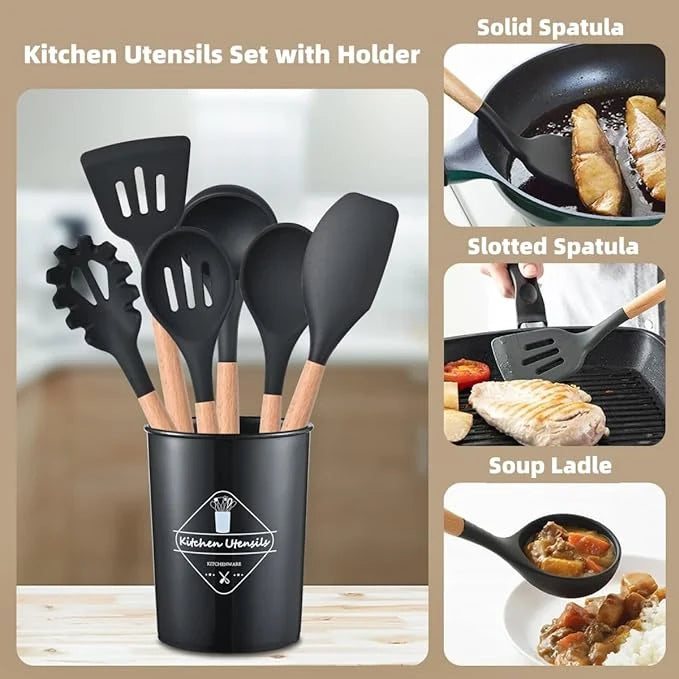 12 Pcs Cooking Utensils Set – BPA-Free Silicone Kitchen Tools