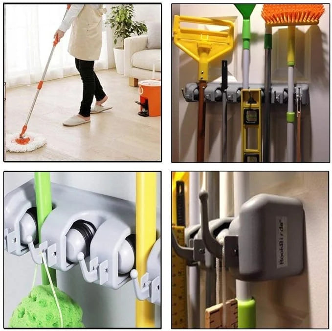 Wall Mounted Mop and Broom Holder – Space-Saving Storage Organizer
