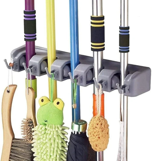 Wall Mounted Mop and Broom Holder – Space-Saving Storage Organizer
