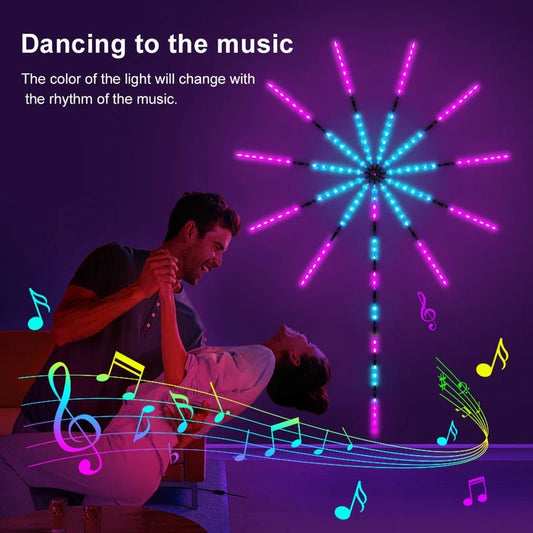 Smart Firework LED Lights – Music Sync RGB Lighting with App Control